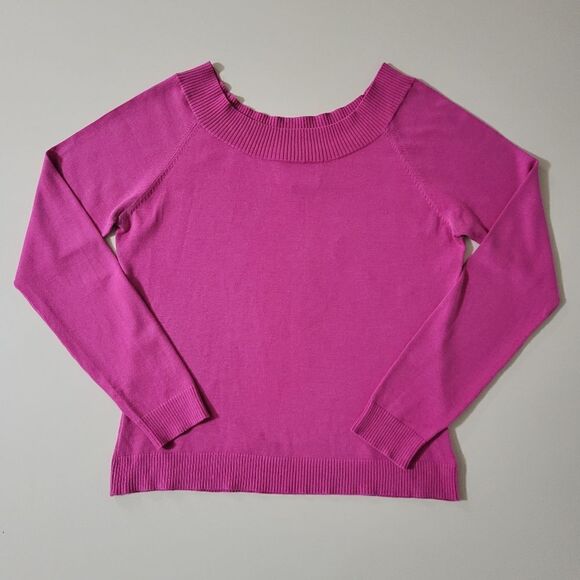 Lilly Pulitzer Fuschia Boatneck Long Sleeve Silk Blend Sweater - Picture 1 of 12